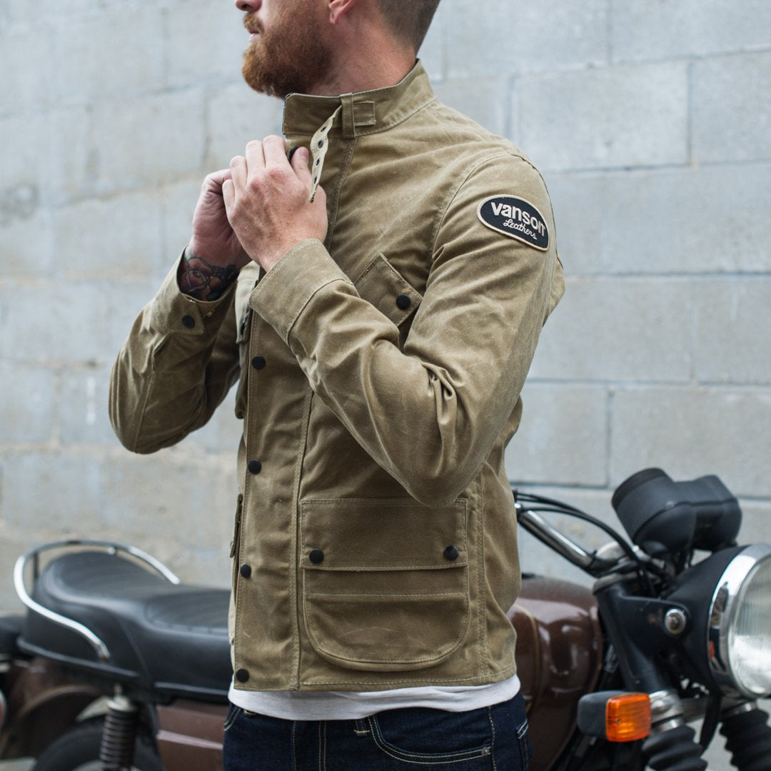 vanson stormer waxed canvas jacket