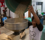 Fair Trade Farm Worker Milling Coffee