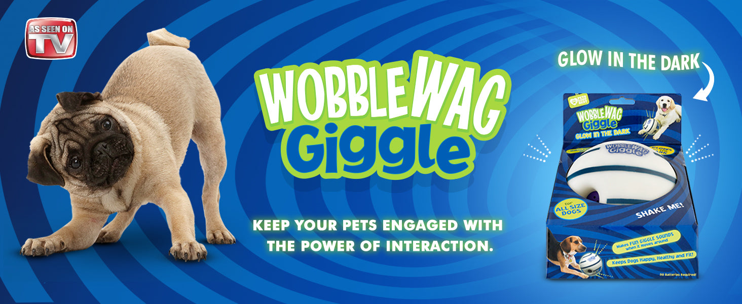 Wobble Wag Giggle Glow in The Dark, Interactive Dog Toy, Fun Giggle Sounds  When Rolled or Shaken, Pets Know Best, As Seen on TV