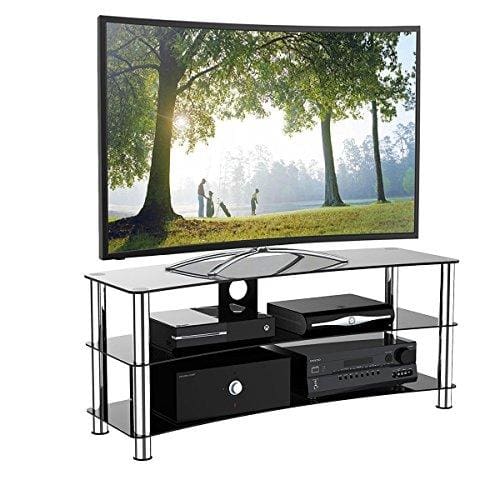 1home Tv Stand Curved Gt6 Black Glass Tempered For 32 70 Inch