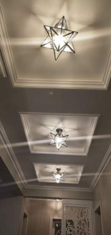 12 Inch Moravian Star Flush Mount Ceiling Light Fixture For