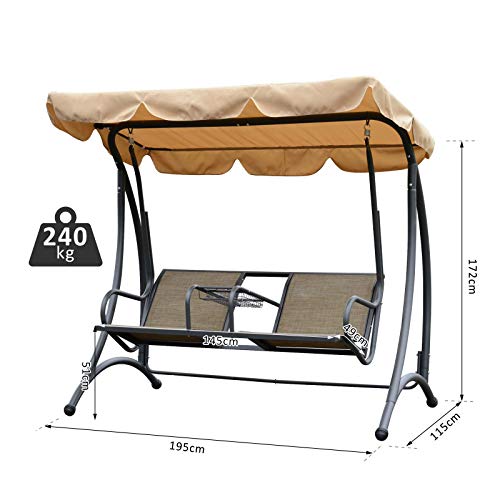 Outsunny Outdoor 2 Seater Swing Chair Porch Hammock Canopy Outdoor Cus | Furniture Heaven