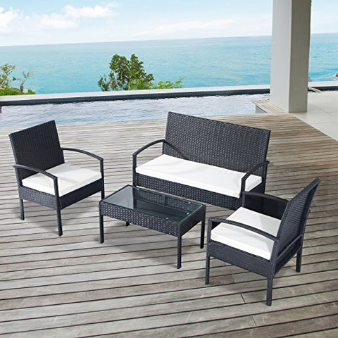Outsunny Rattan Garden Furniture 4 PCs Sofa Set Outdoor Patio Wicker W