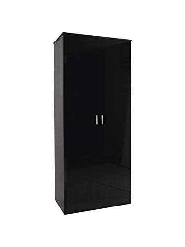 Caspian 2 Tone Gloss Bedroom Furniture Wardrobe Drawers Bedside Dressing Table Black Black 2 Door Wardrobe