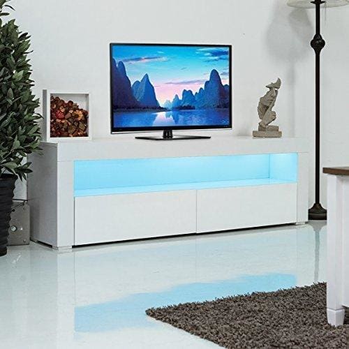 Costway 120 157 200cm Tv Unit Cabinet W Drawer Led Lighting Modern Television Stand Furniture For Bedroom Living Room Home 157cm Length White