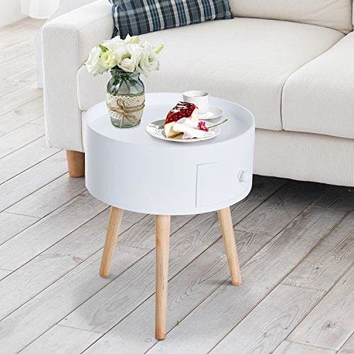 Homcom Modern Round Coffee Table Wooden Side Table Living Room