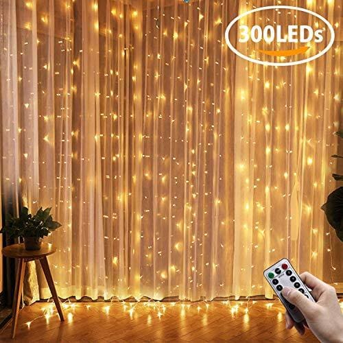 Led Curtain Lights Qcoqce Window Curtain Fairy Lights 300 Leds 3m 3m 8 Modes Icicle String Lights With Remote Control For Outdoor Party Wedding