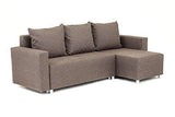 Oslo Corner Sofa Bed With Storage In Brown Linen Fabric - Right