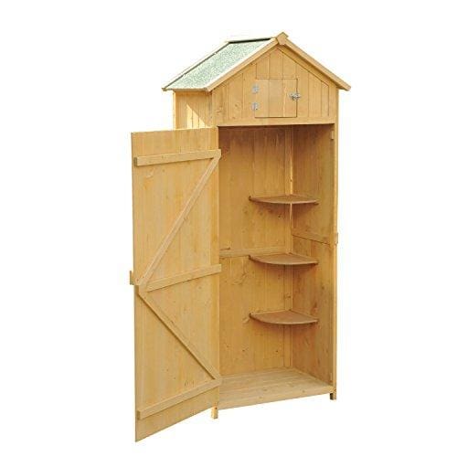 Outsunny Fir Wooden Garden Storage Outdoor Garden Tool Store Shed