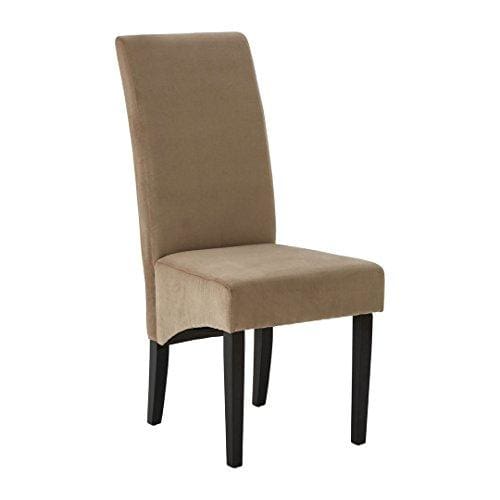 Protege Medan Dining Chair, Mink Cotton Velvet, Birch Wood Legs