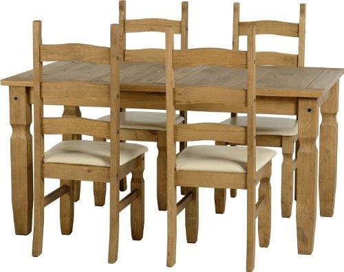 Seconique Corona 5 Feet Dining Set With 4 Corona Chairs With Cream