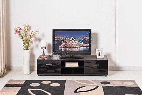 Westwood Modern Tv Unit Stand High Gloss Cabinet Black With