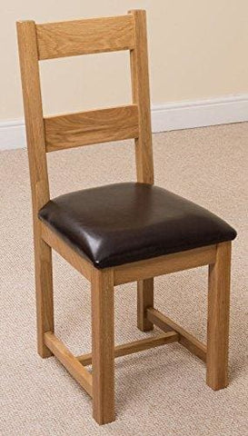 X4 Lincoln Solid Oak And Brown Leather Dining Room Chairs