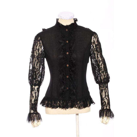 Black Gothic Lace Long Sleeve Shirt – AbracadabraNYC