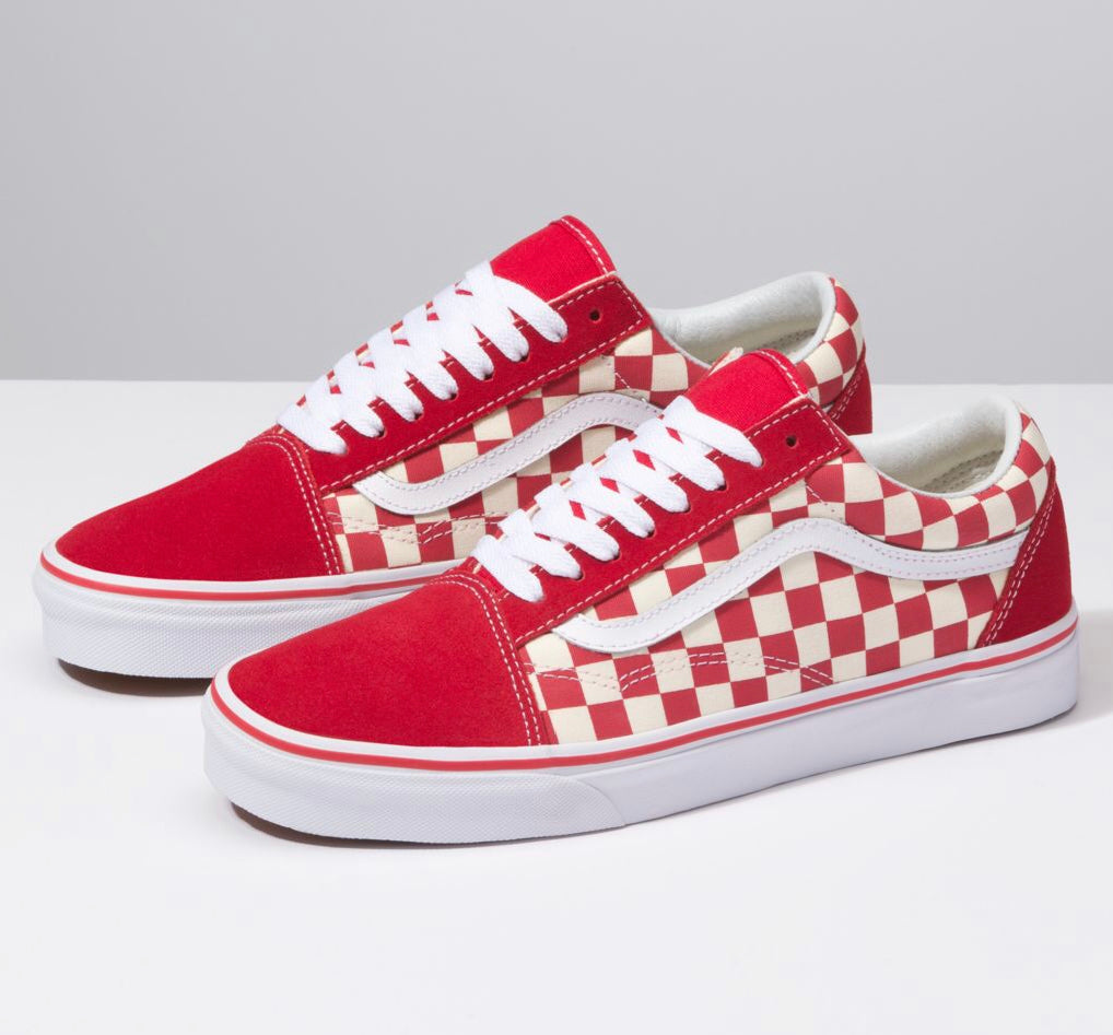 red check old skool vans