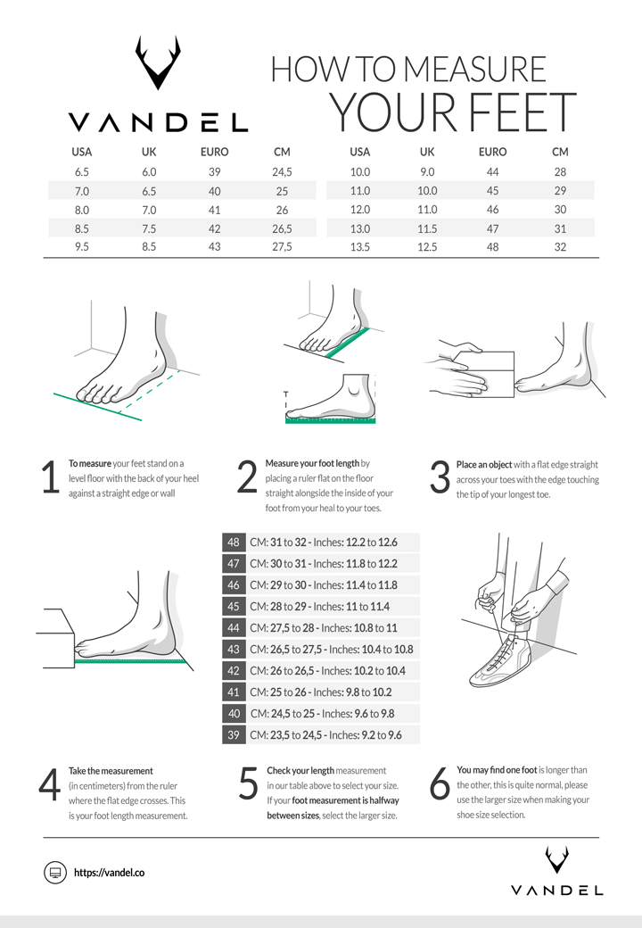 Vandel Size Guide