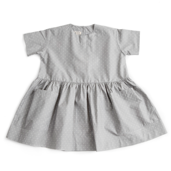 Pocket Dress-Short Sleeve Grey Dot Striped - Mabel Child