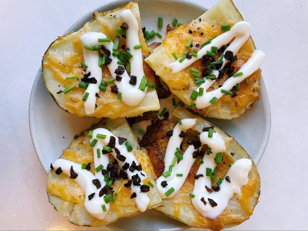 Loaded Potato Skins with Hanley’s Bacom Bits