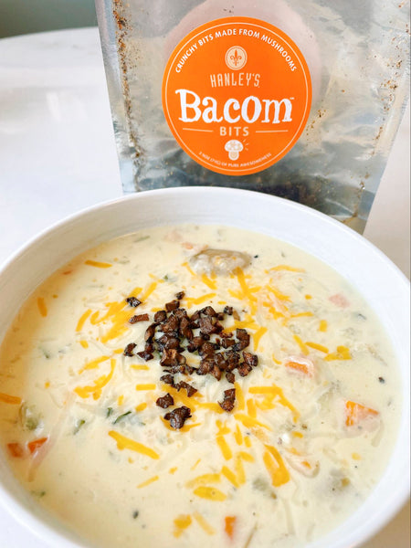 Loaded potato soup with meatless Bacom Bits