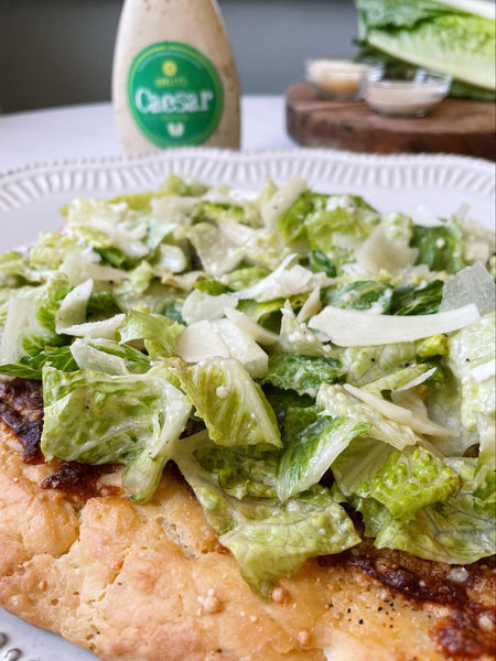 Hanley's Caesar salad pizza