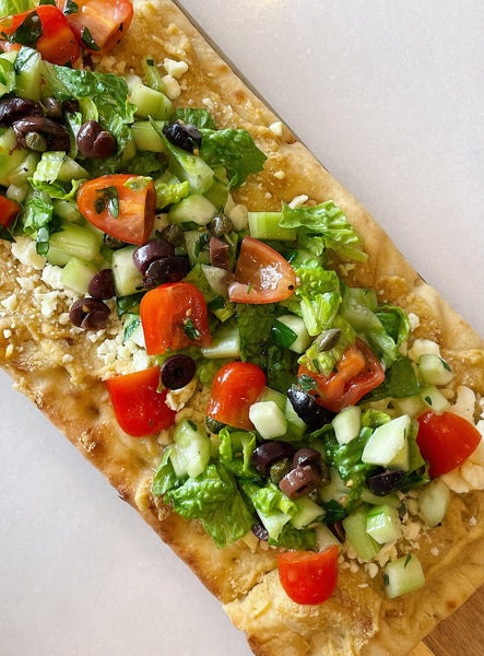 Hanleys garlic red wine Mediterranean Flatbread 