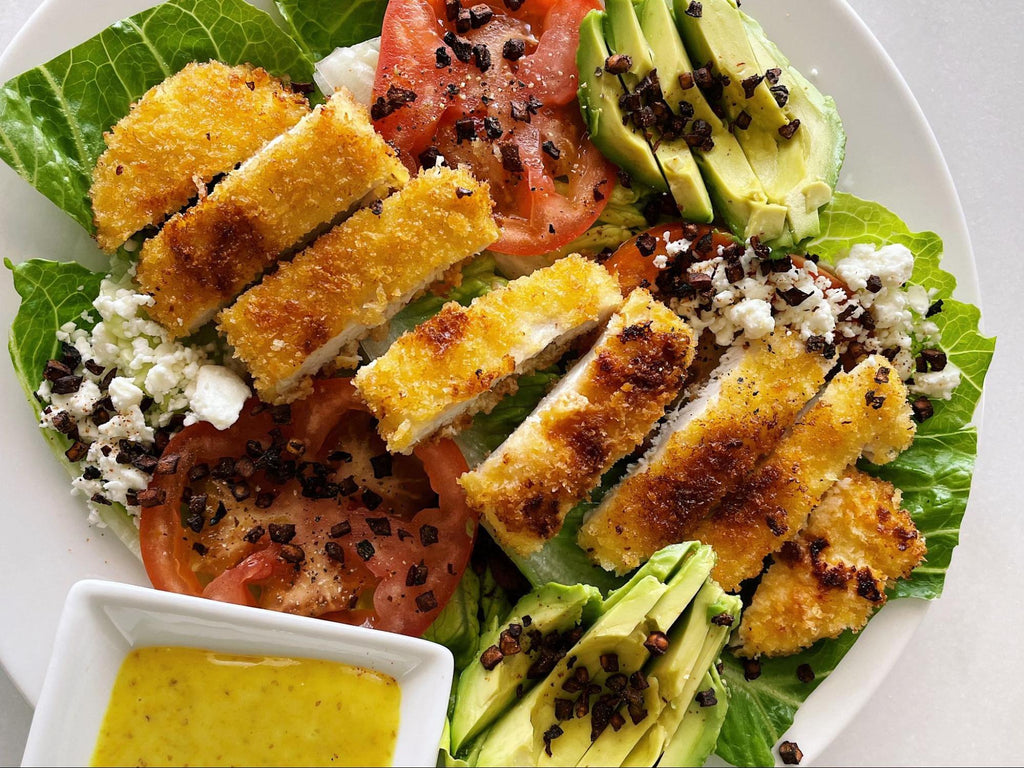 Panko Crusted Chicken Salad with Hanley's Creole Mustard 