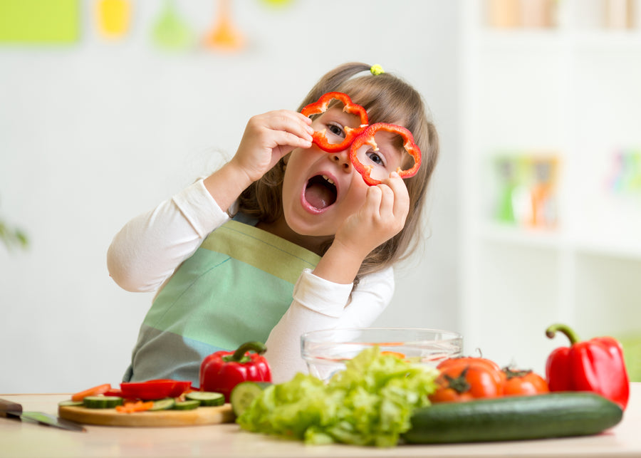 Kid eating salad