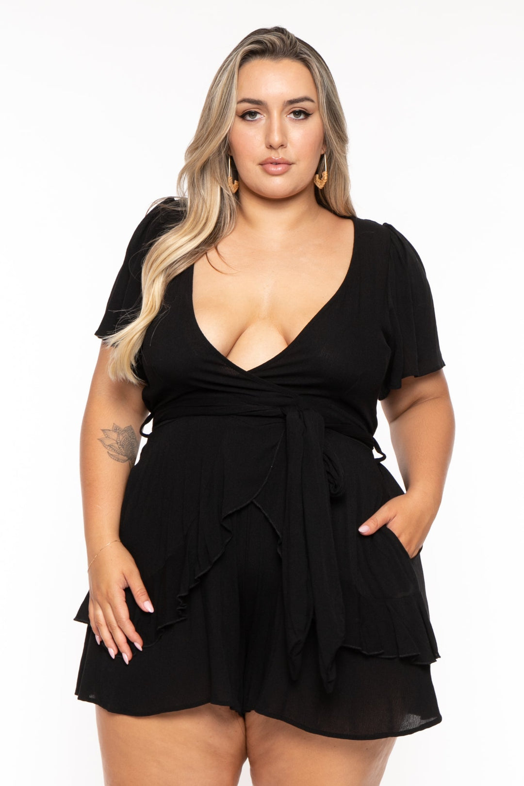 Symphony Plus Size Lilith Rhinestone Fringe Jumpsuit - Black 1x / Black at Curvy Sense