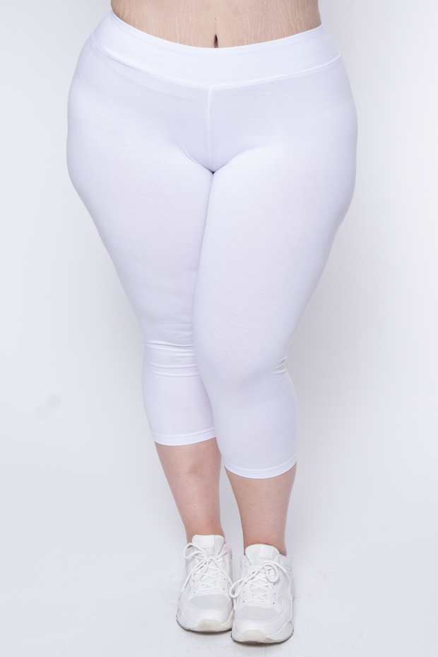 Plus Size High Waist Capri Leggings - White – Curvy Sense