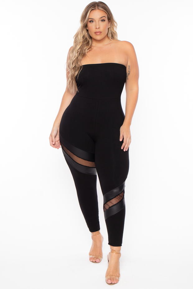 Women's Ruched Mesh Balloon Sleeve Jumpsuit