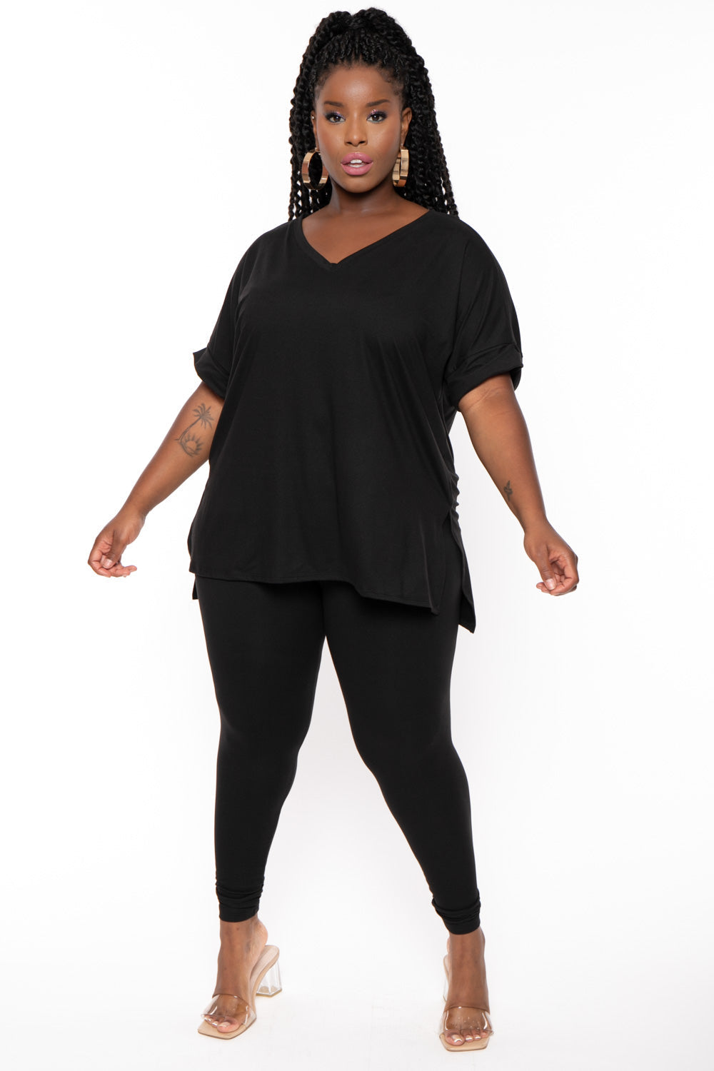 Final Sale Plus Size 2pc Tunic Top and Matching Legging Set in Black – Chic  And Curvy