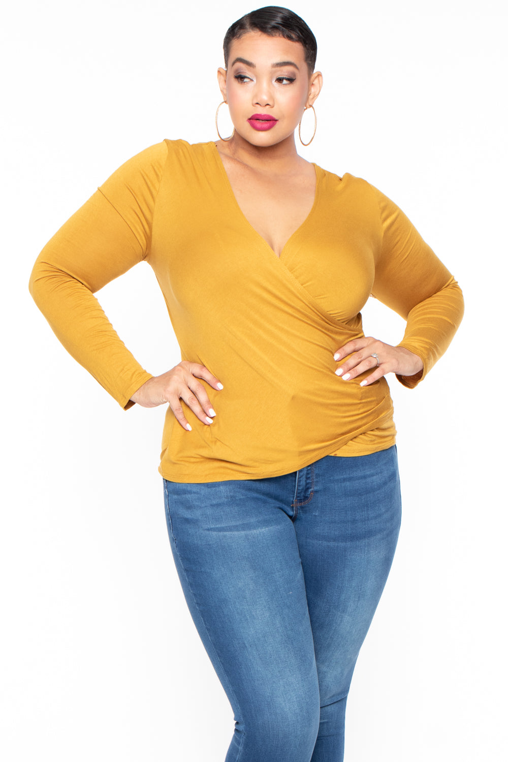 Plus Size Surplice Top - Red – Curvy Sense