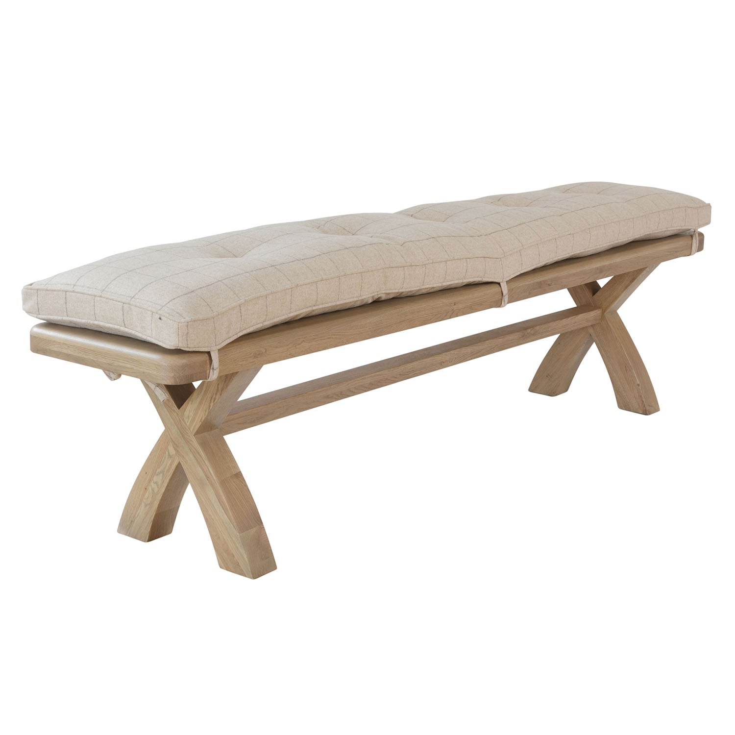 Norfolk Oak Dining Bench Cushion - Natural Check | The Oak Outlet Co.