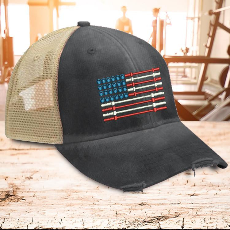 Barbell Flag Trucker Hat