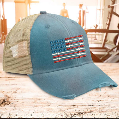 Barbell Flag Trucker Hat