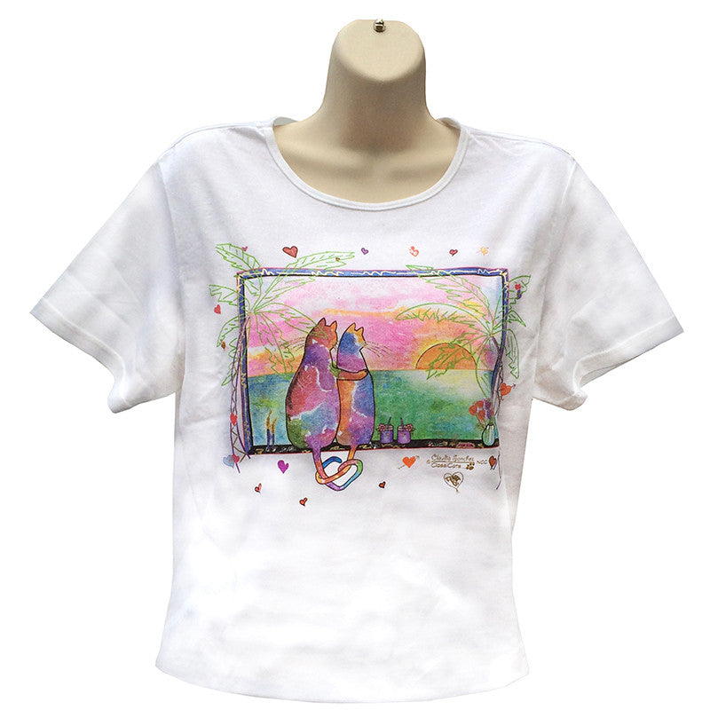 Two Cats In Love Cat Art T Shirt Tropical Claudia Sanchez Aka Claudia S Cats Collection