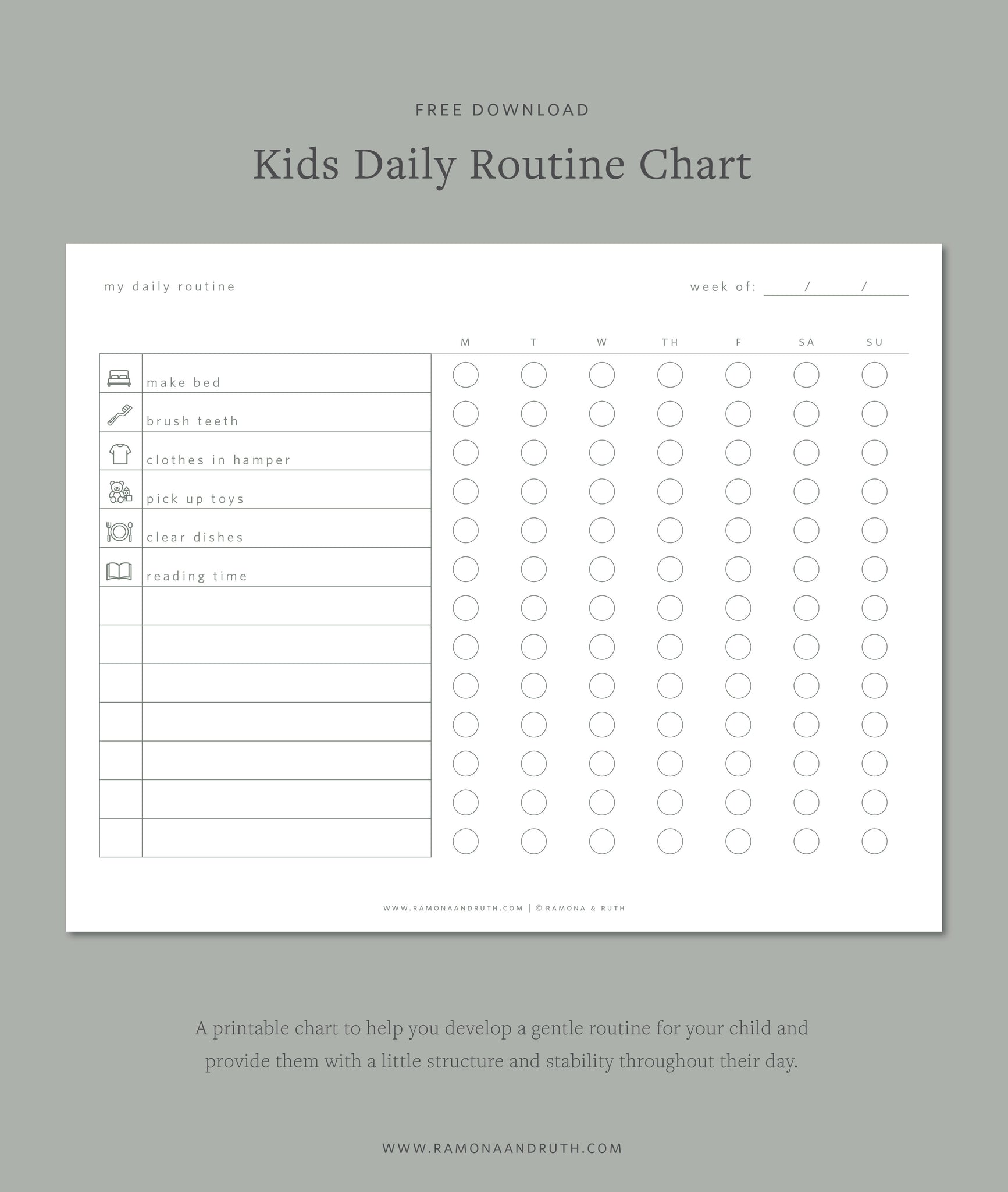 Kids Daily Routine Chart Free Printable by Ramona & Ruth