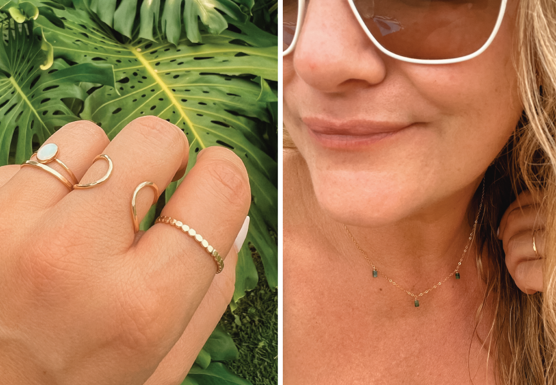 Summer Jewelry by Hello Adorn, shown in 24k gold fill.