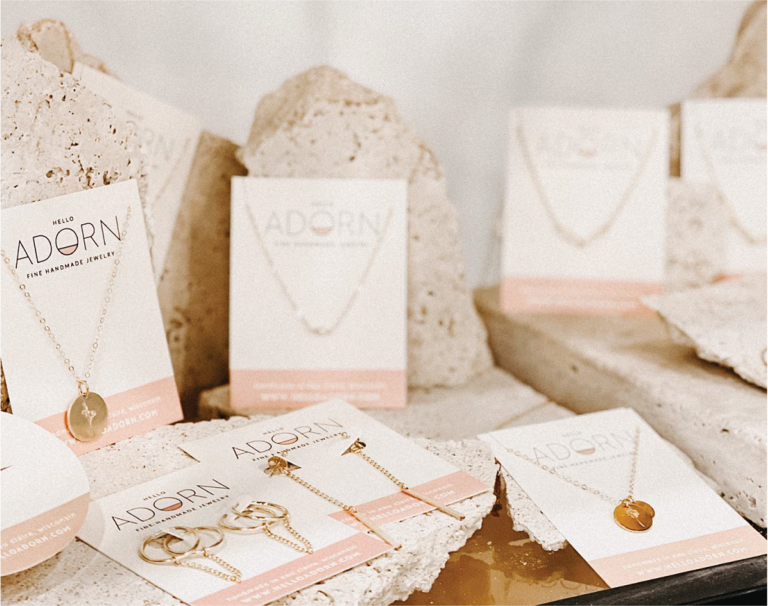 Narrative + Co stocks Hello Adorn minimalist jewery