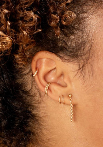 Hello Adorn Ear Cuffs styled with Tiny Twist earrings and Annex Studs.