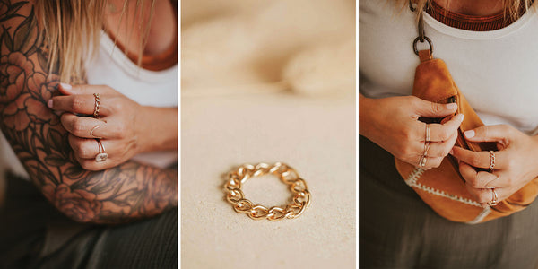 Jess wearing Dylan Chain Ring.