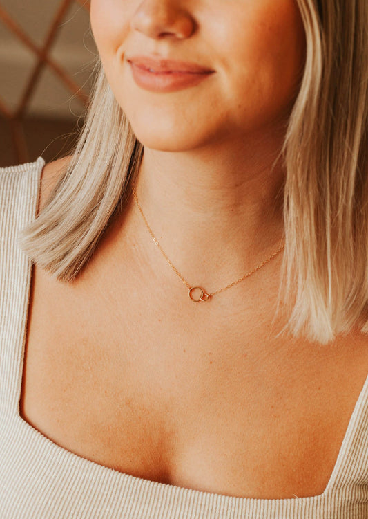 Tiny Dot Initial Necklace, 14kt Gold Fill / 16 by Hello Adorn