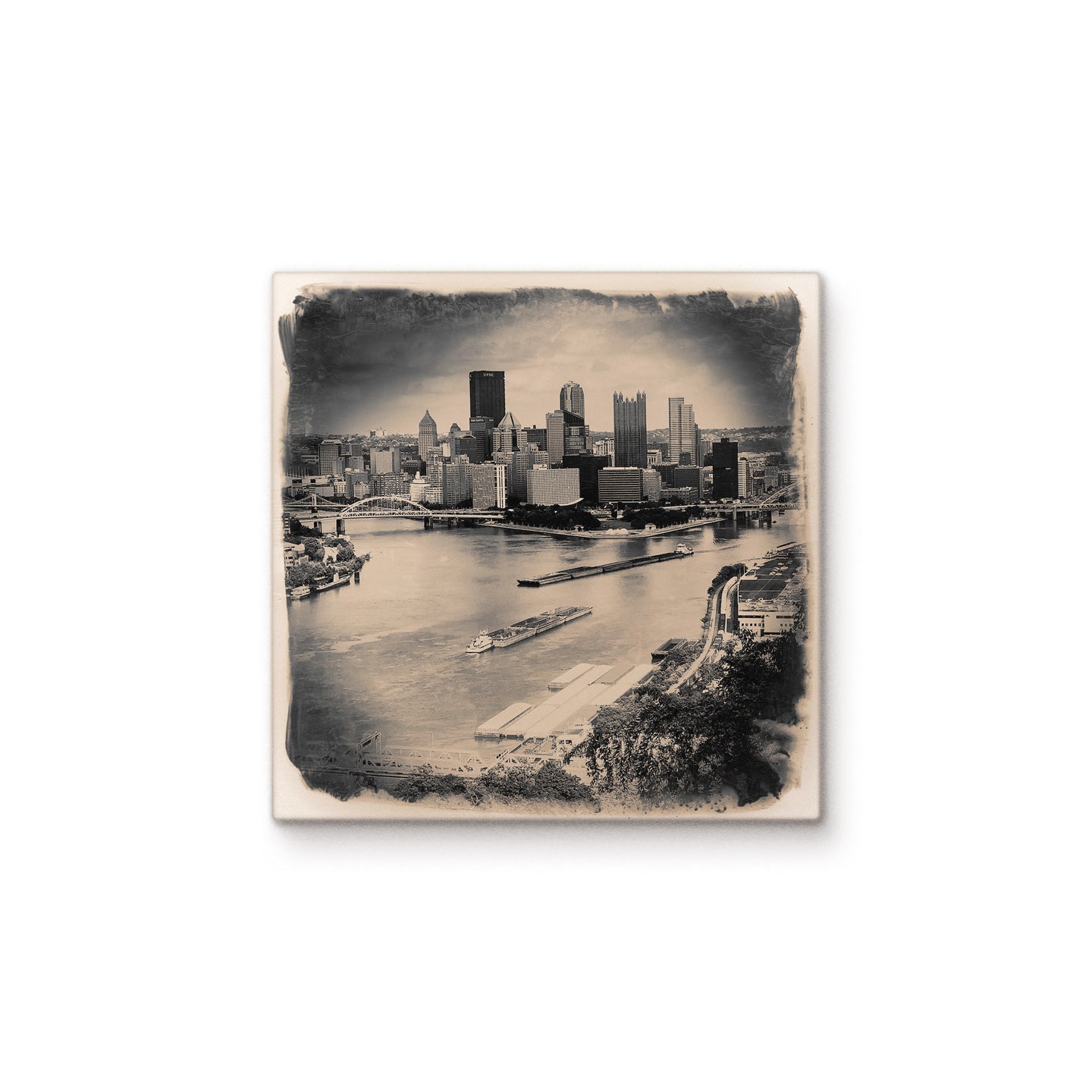 Art Collectibles Fine Art Ceramics Hg2625 Flash Sale Pittsburgh Art Ceramic Tile City Skyline Pennsylvania Folk Art Coaster