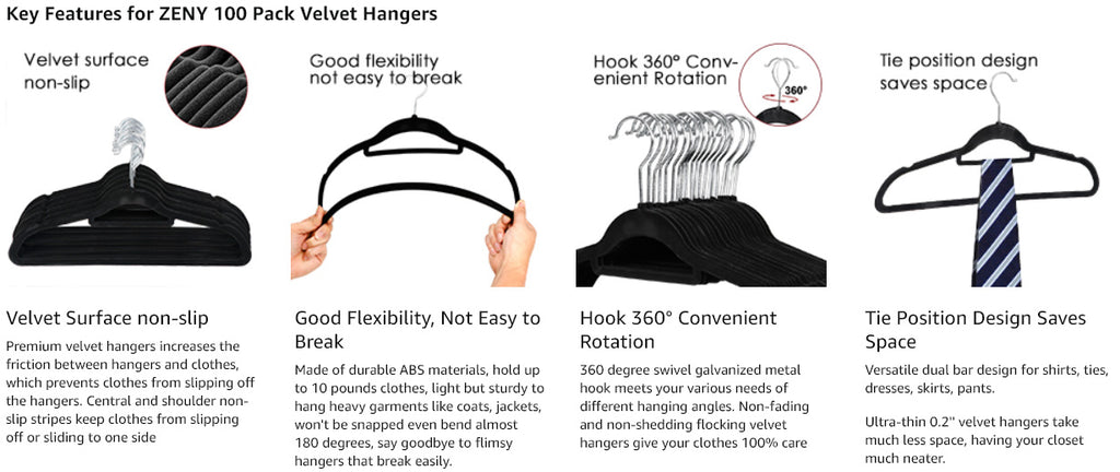 zeny black velvet hangers