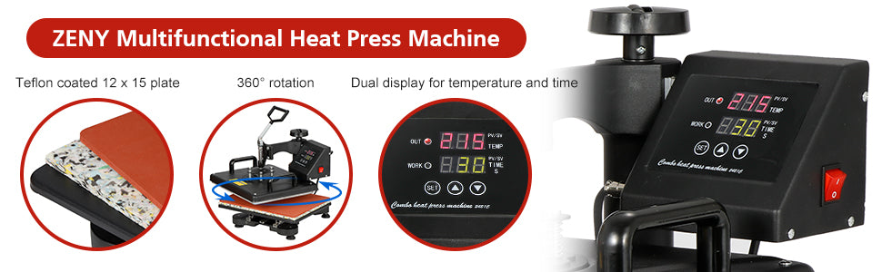 Zeny 5-in-1 Heat Press/Transfer Printer Machine