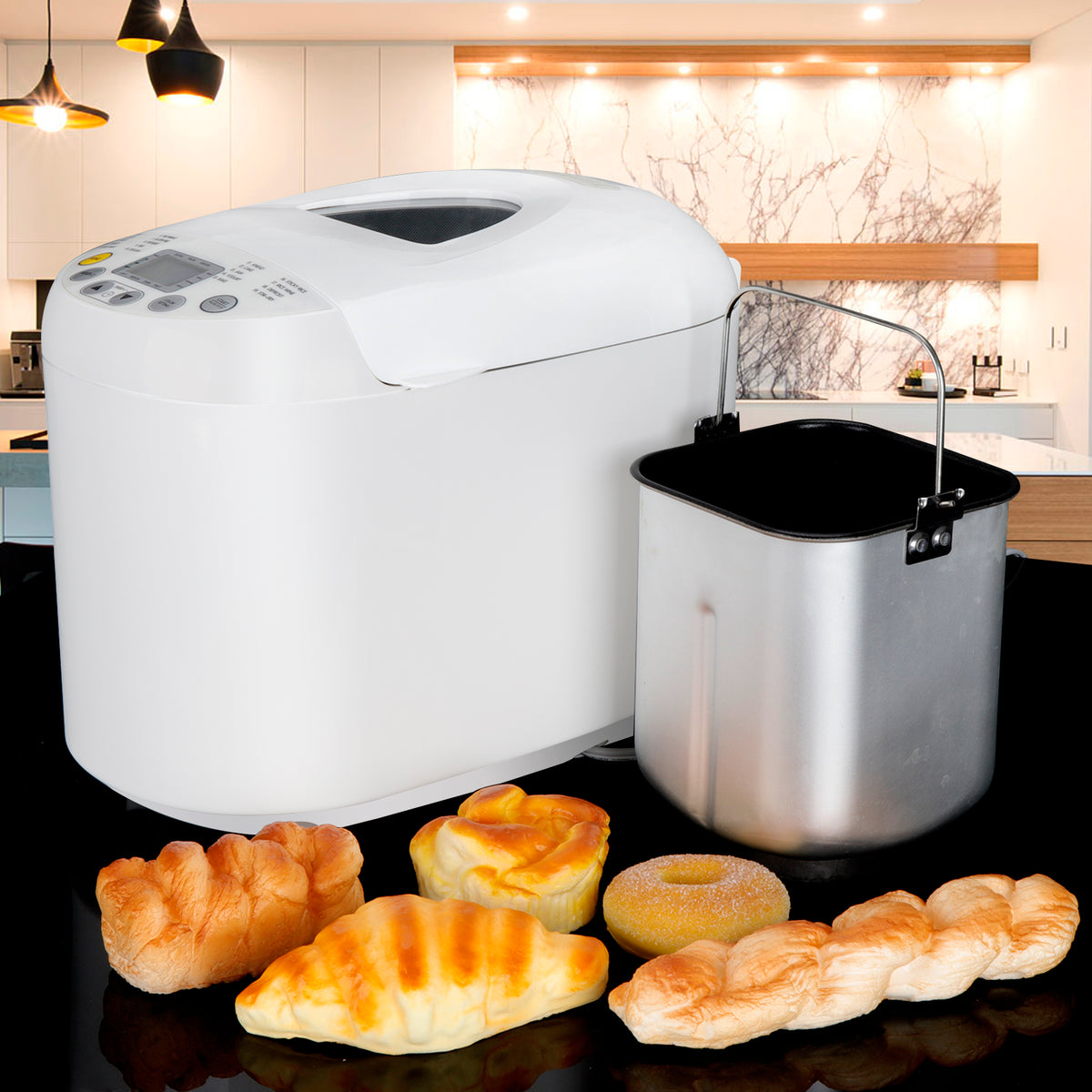 ZENY Programmable 2LB Stainless Steel Bread Maker Machine 550W Electr 