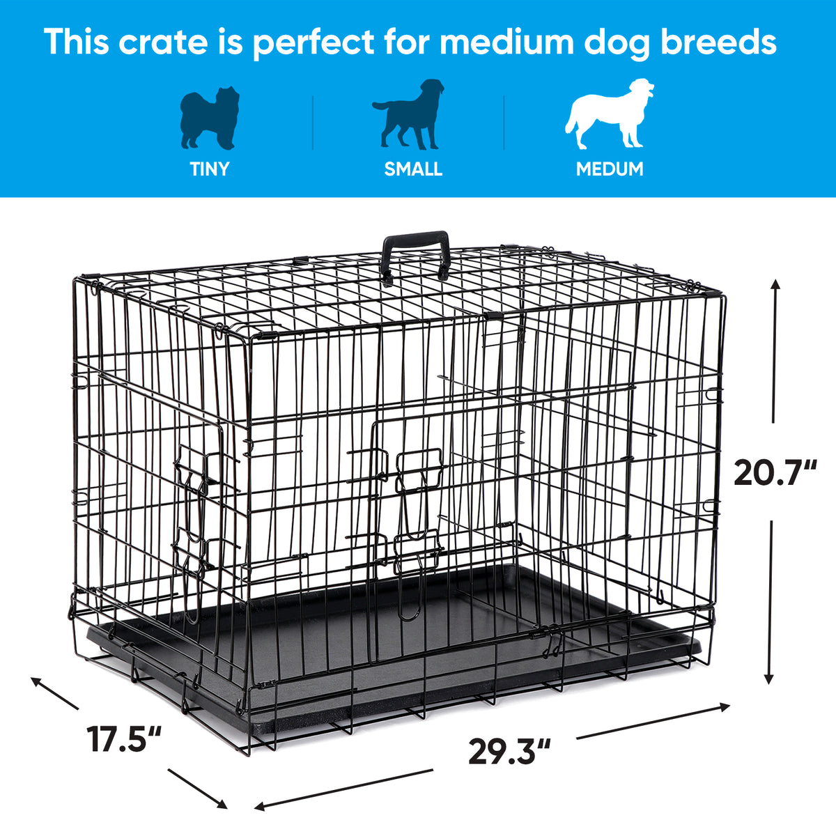 ZENY™ 30 inch Dog Crate Double Door Folding Metal Dog or Pet Crate Ken ...