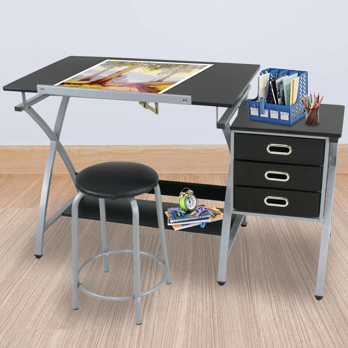 ZENY™ Black Drafting Table Art,Craft Drawing Desk Art Hobby Table Fold ...
