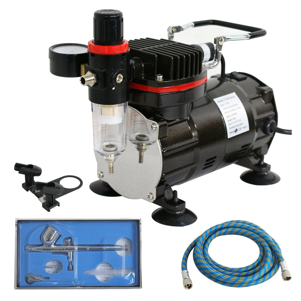 ZENY Gravity Feed Airbrush  Compressor Kit  Dual Action 