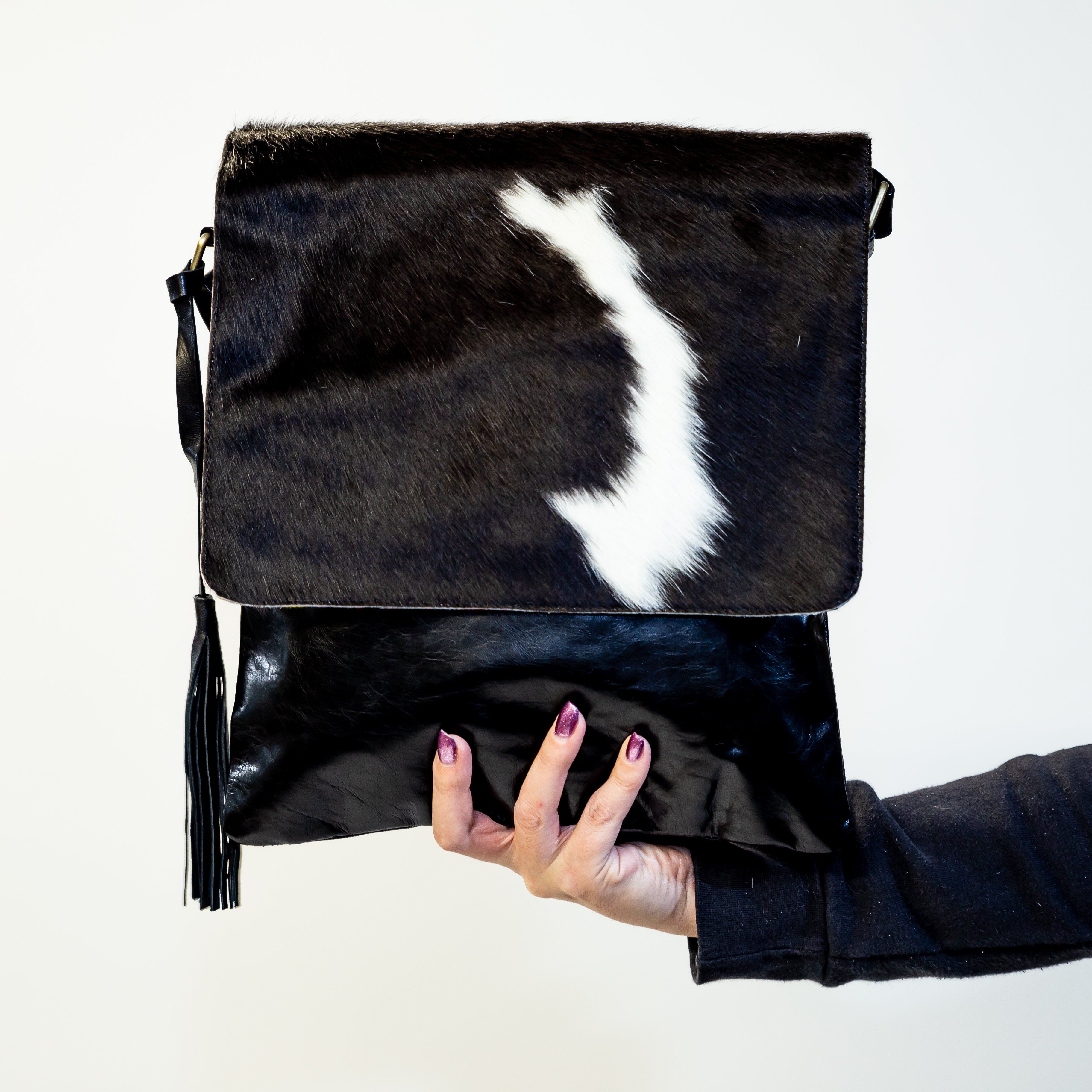 cowhide messenger bag